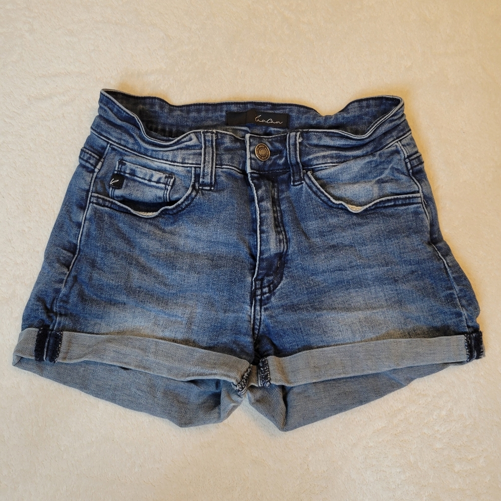 KanCan USA Denim Shorts Size 5/26 RN#144635 Factory Distressed Jean High Rise